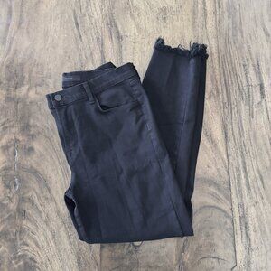 J Brand Alana Black High Waisted Distressed Skinny Frayed Hem Ankle Jeans - 31